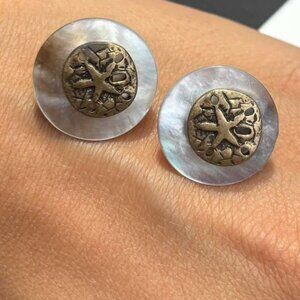 MOTHER OF PEARL WITH GOLD STAR FISH EARRINGS